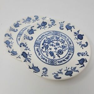 2 Vintage BLUE ONION Salad Plates by SCIO USA Ohio Pottery 1940-1950s 7.25”